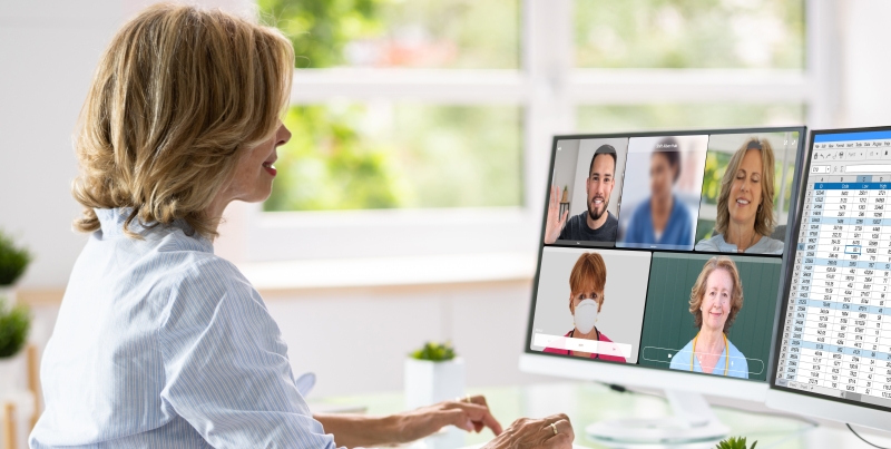 Nurse and care staff meeting inside a Looking Glass Care Room
